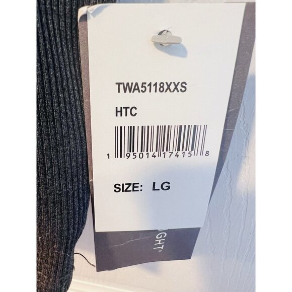 Threads 4 Thought Charcoal Gray Cropped Top Sz L Racerback Shelf Bra Ribbed Knit - Picture 4 of 5